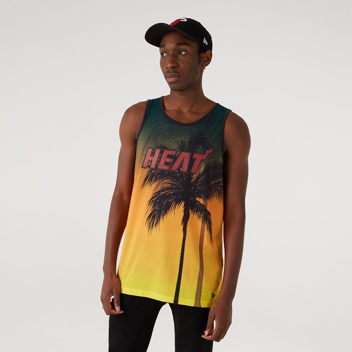 Miami Heat NBA Summer City Print Miesten Tank Topit Keltainen - New Era Vaatteet Myynti FI-976243